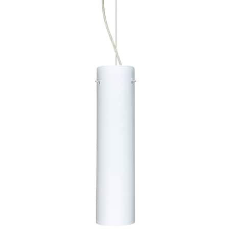 Besa Lighting Stilo 16 Cord Pendant, Opal Matte, Satin Nickel Finish, 1x9W LED 1KX-722407-LED-SN